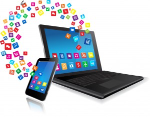 Laptop and Smart Phone with apps